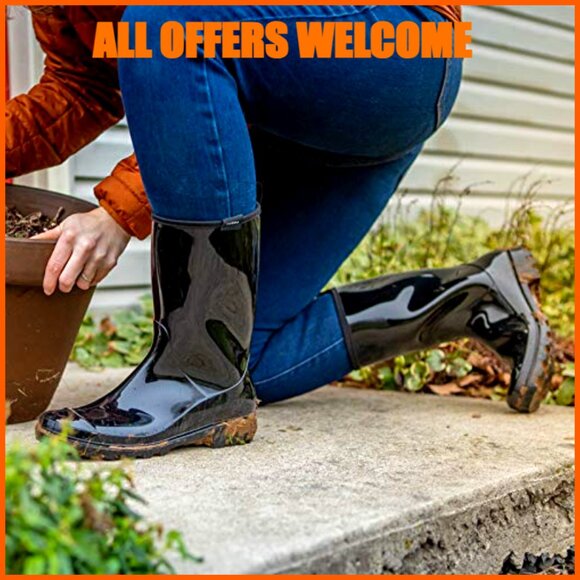 Waterproof Mid Calf Rain Boots, Slip-Resistant, 1.2 Inch Heel, Garden Boots - Picture 2 of 7